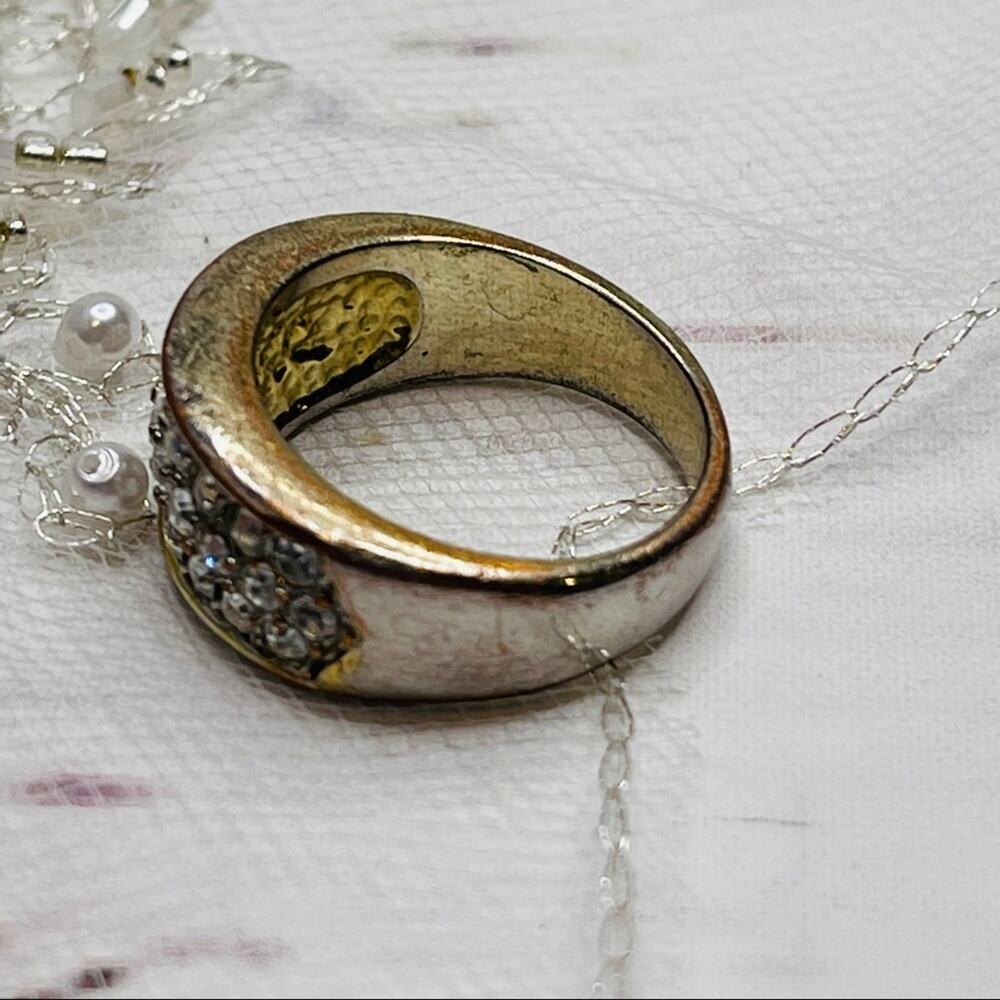Gold color rhinestone diamond ring - Picture 6 of 10